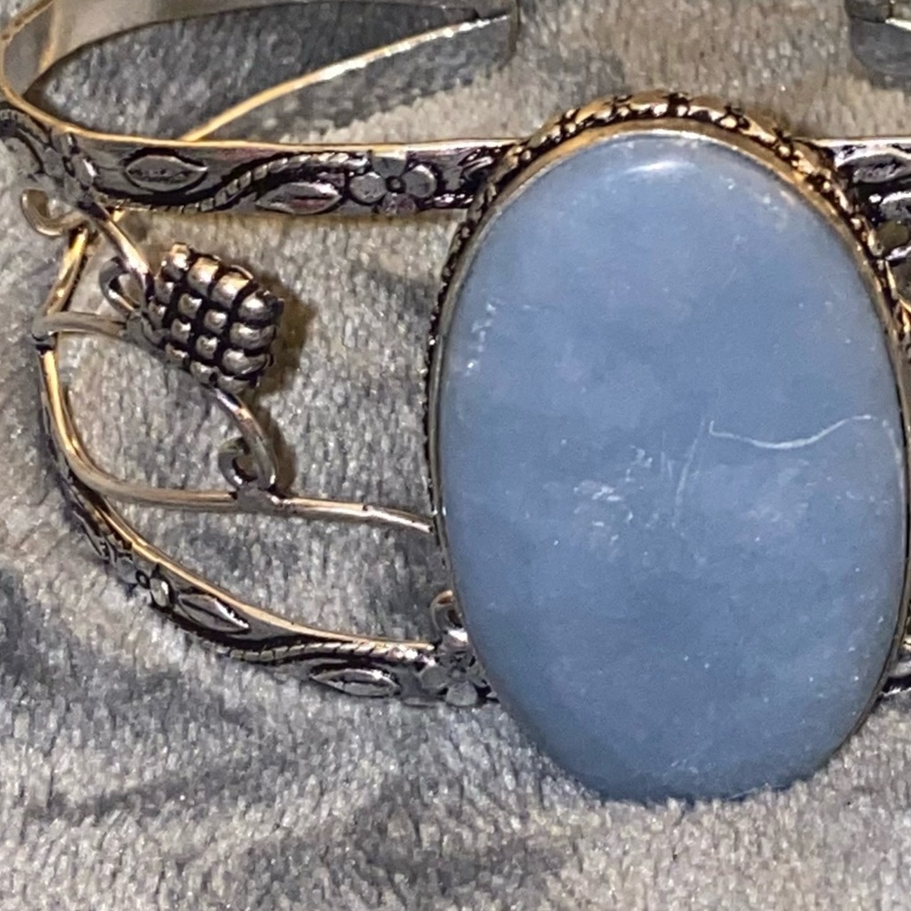 Angelite Natural Gemstone handmade cuff